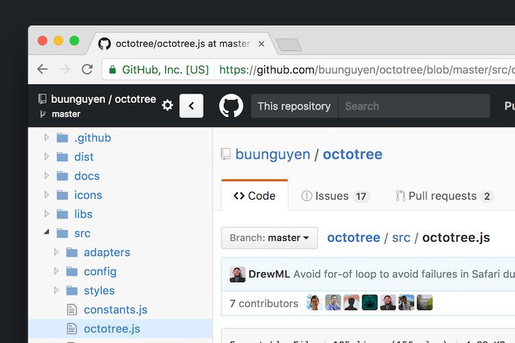 Github extension. Octotree.